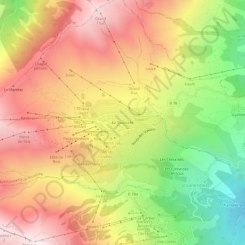 Mapa topográfico La Toussuire, altitud, relieve