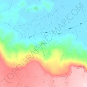 Mapa topográfico Rebeccu, altitud, relieve