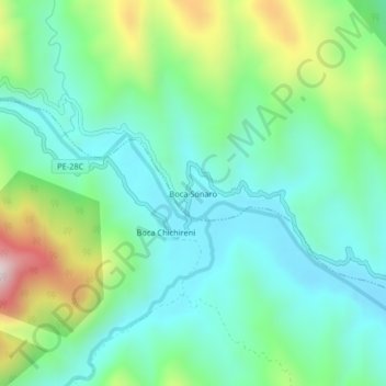 Mapa topográfico Boca Sonaro, altitud, relieve