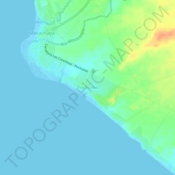 Mapa topográfico Pochomil, altitud, relieve
