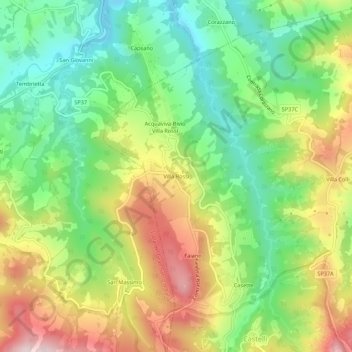Mapa topográfico Villa Rossi, altitud, relieve