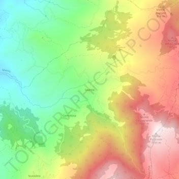 Mapa topográfico Soanne, altitud, relieve