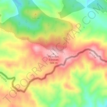 Mapa topográfico Pico das Escovas, altitud, relieve
