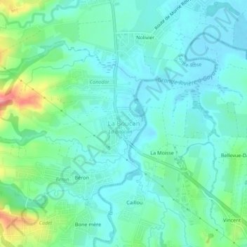 Mapa topográfico La Boucan, altitud, relieve