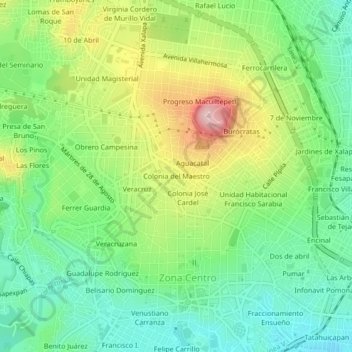 Mapa topográfico Colonia del Maestro, altitud, relieve