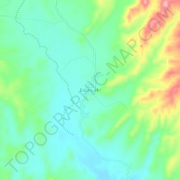 Mapa topográfico Bacanuchi, altitud, relieve