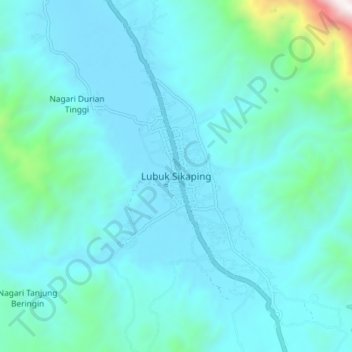 Mapa topográfico Lubuk Sikaping, altitud, relieve