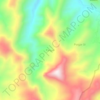 Mapa topográfico Poigar, altitud, relieve