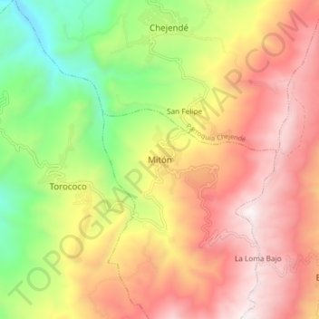 Mapa topográfico Mitón, altitud, relieve