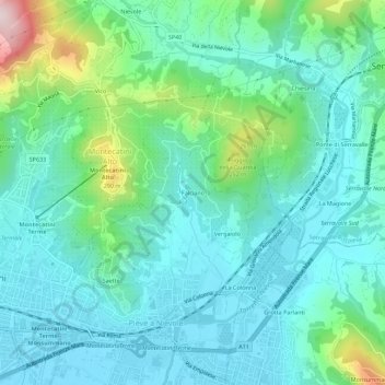 Mapa topográfico Falciano, altitud, relieve