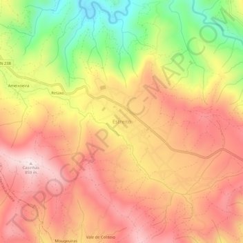 Mapa topográfico Estreito, altitud, relieve