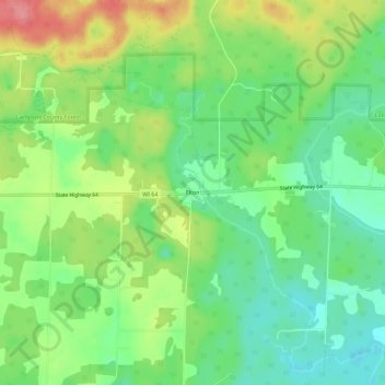 Mapa topográfico Elton, altitud, relieve