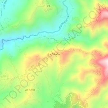 Mapa topográfico La Cabaña, altitud, relieve