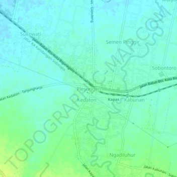 Mapa topográfico Plesungan, altitud, relieve