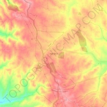Mapa topográfico Vale Seco, altitud, relieve