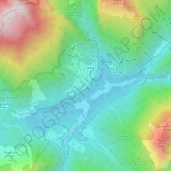 Mapa topográfico Erto, altitud, relieve