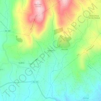 Mapa topográfico Firvidas, altitud, relieve