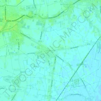 Mapa topográfico Sambruson, altitud, relieve