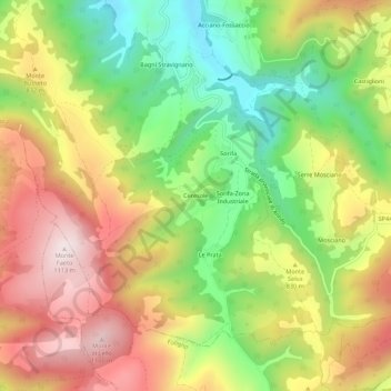 Mapa topográfico Ceresole, altitud, relieve