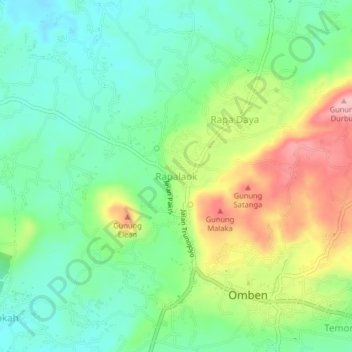 Mapa topográfico Rapalaok, altitud, relieve