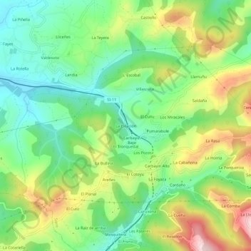 Mapa topográfico La Estación, altitud, relieve