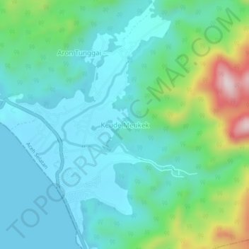 Mapa topográfico Keude Meukek, altitud, relieve