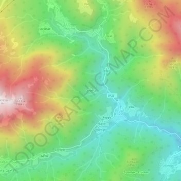 Mapa topográfico Cercenà, altitud, relieve