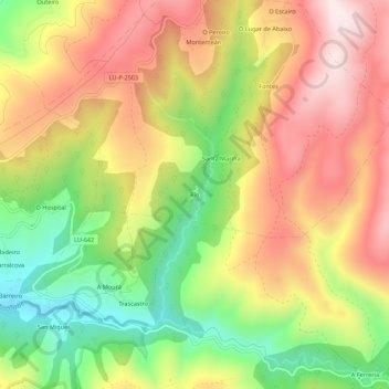 Mapa topográfico Río, altitud, relieve