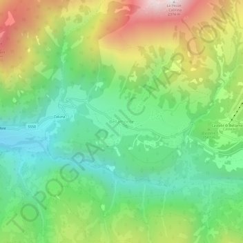 Mapa topográfico Bellamonte, altitud, relieve