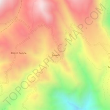 Mapa topográfico Surual, altitud, relieve