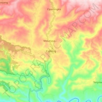 Mapa topográfico Cidolog, altitud, relieve
