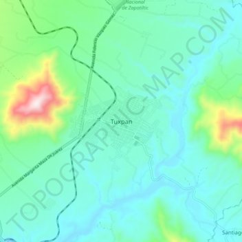 Mapa topográfico Tuxpan, altitud, relieve