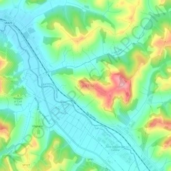 Mapa topográfico Vico d'Elsa, altitud, relieve