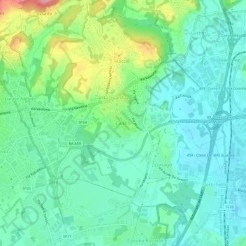 Mapa topográfico Civello, altitud, relieve