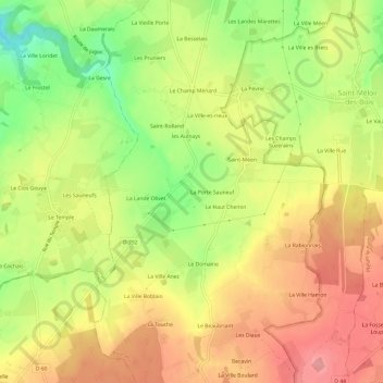 Mapa topográfico Olivet, altitud, relieve