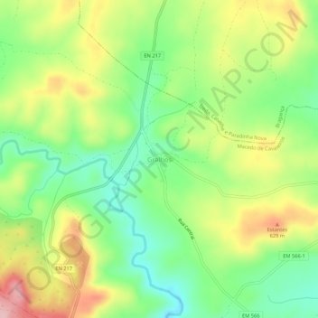 Mapa topográfico Gralhós, altitud, relieve