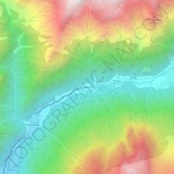 Mapa topográfico Gavazzo, altitud, relieve