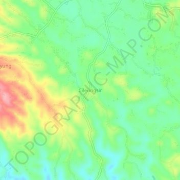 Mapa topográfico Cileungsir, altitud, relieve