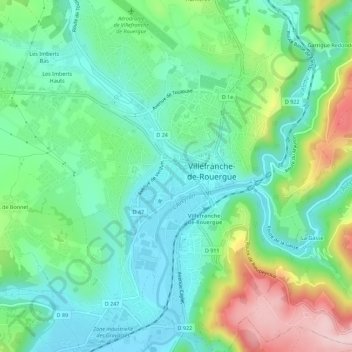 Mapa topográfico Les Ruelles, altitud, relieve