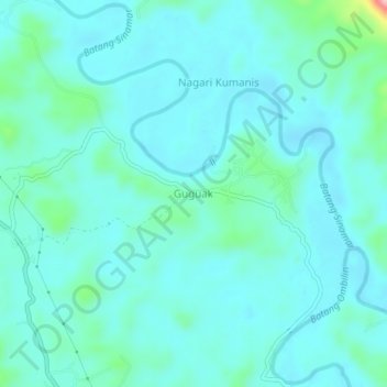 Mapa topográfico Guguak, altitud, relieve