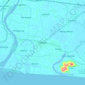 Mapa topográfico Adipala, altitud, relieve