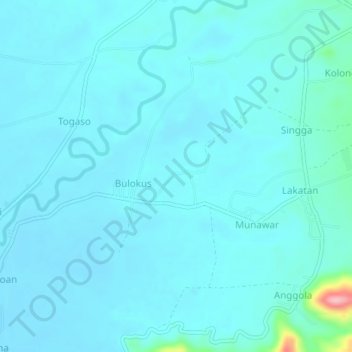 Mapa topográfico Miangas, altitud, relieve