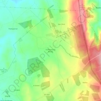Mapa topográfico Codesoso do Monte, altitud, relieve
