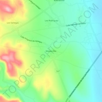 Mapa topográfico Matancillas, altitud, relieve