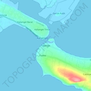 Mapa topográfico Talango, altitud, relieve