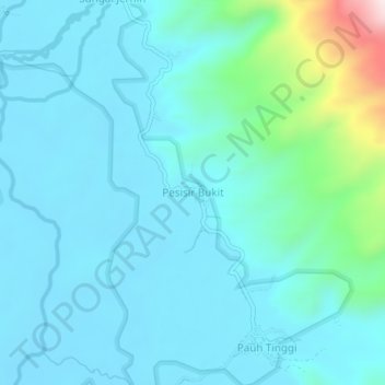 Mapa topográfico Pesisir Bukit, altitud, relieve