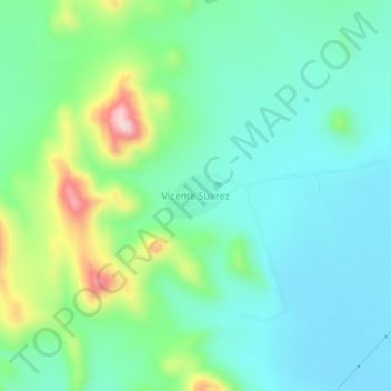 Mapa topográfico Vicente Suarez, altitud, relieve
