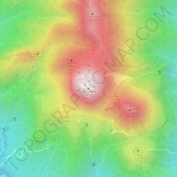 Mapa topográfico La Soufrière, altitud, relieve