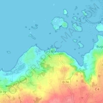 Mapa topográfico Port Blanc, altitud, relieve