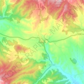 Mapa topográfico Benabarre, altitud, relieve
